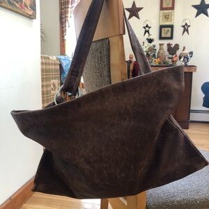 Lupo Barcelona Slouchy Fold over Brown Hobo Bag Made in Spain